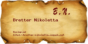 Bretter Nikoletta névjegykártya